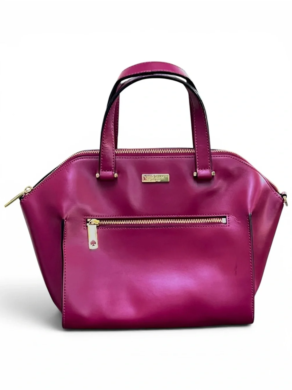 Kate Spade Savannah Parliament Square Leather Satchel Handbag Red Plum WKRU3115